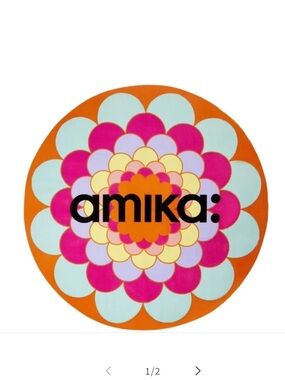 amika Round Floral Graphic Beach Towel in Orange, Pink, Mint, Yellow, Lavender
